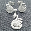Sterling Silver Earring and Pendant Adult Set, Swan Design, Polished, Silver Finish, 10.398.0027