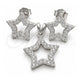Juego de Arete y Dije de Adulto 10.398.0028 Plata Rodinada, Diseño de Estrella, con Zirconia Cubica Blanca, Pulido, Tono Plateado