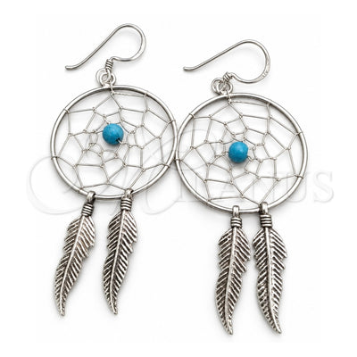 Sterling Silver Long Earring, Leaf Design, Polished, Silver Finish, 02.399.0007