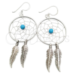 Sterling Silver Long Earring, Leaf Design, Polished, Silver Finish, 02.399.0007