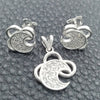 Sterling Silver Earring and Pendant Adult Set, Moon Design, with White Cubic Zirconia, Polished, Silver Finish, 10.398.0030