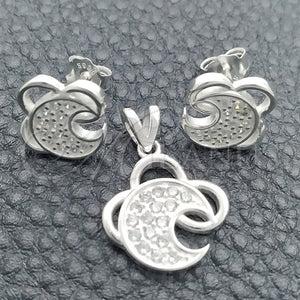 Sterling Silver Ring — Earring and Pendant Adult Set Moon Design with — main product view — SKU 147689 | Plata 925 anillo — Earring and Pendant Adult Set Moon diseño with — SKU 147689