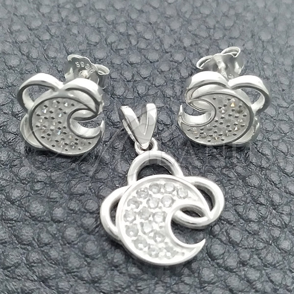 Sterling Silver Ring — Earring and Pendant Adult Set Moon Design with — main product view — SKU 147689 | Plata 925 anillo — Earring and Pendant Adult Set Moon diseño with — SKU 147689