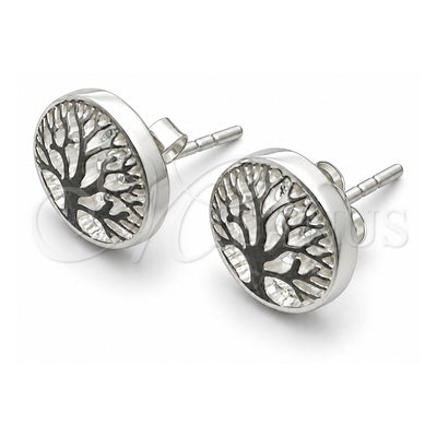 Sterling Silver Stud Earring, Tree Design, Polished, Silver Finish, 02.399.0008