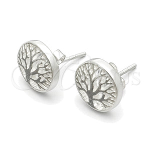 Sterling Silver Stud Earring, Tree Design, Polished, Silver Finish, 02.399.0008