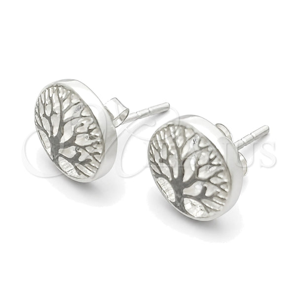 Sterling Silver Stud Earring, Tree Design, Polished, Silver Finish, 02.399.0008