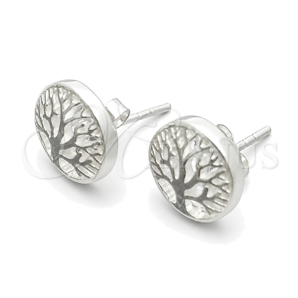 Sterling Silver Stud Earring, Tree Design, Polished, Silver Finish, 02.399.0008