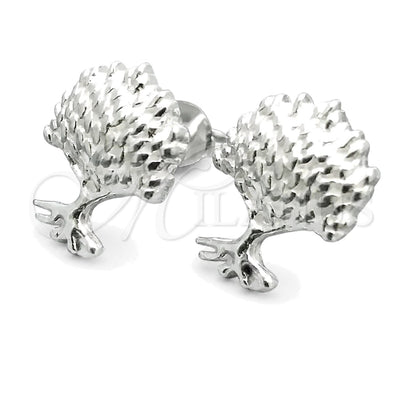 Sterling Silver Stud Earring, Tree Design, Polished, Silver Finish, 02.399.0009