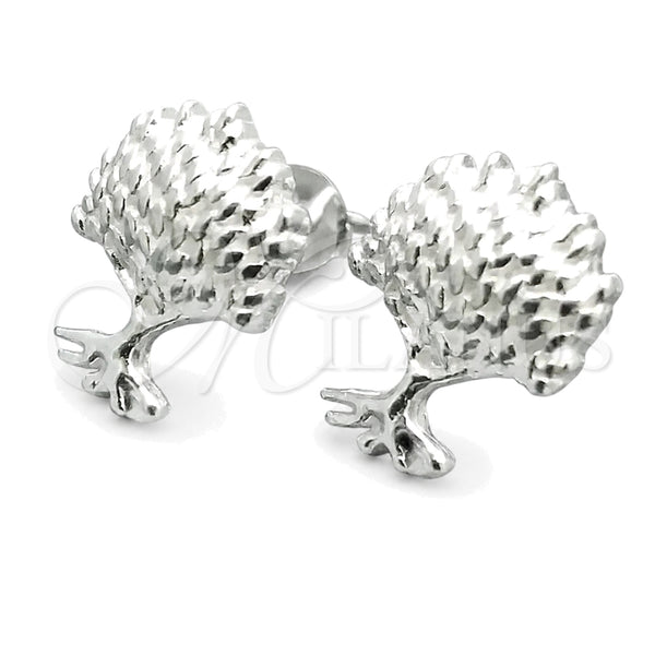 Sterling Silver Stud Earring, Tree Design, Polished, Silver Finish, 02.399.0009