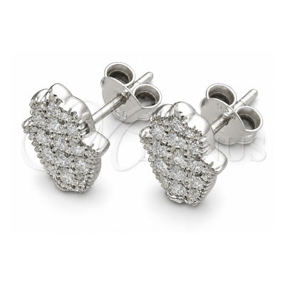 Sterling Silver Stud Earring, Hand Design, Polished, Silver Finish, 02.399.0010