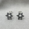 Sterling Silver Stud Earring, Judaica and Star of David Design, Polished, Silver Finish, 02.399.0011