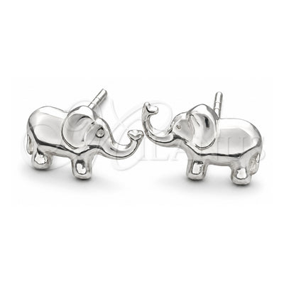 Sterling Silver Stud Earring, Elephant Design, Polished, Silver Finish, 02.399.0012