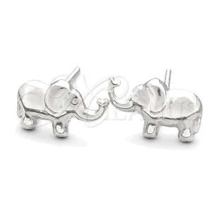 Sterling Silver Stud Earring, Elephant Design, Polished, Silver Finish, 02.399.0012