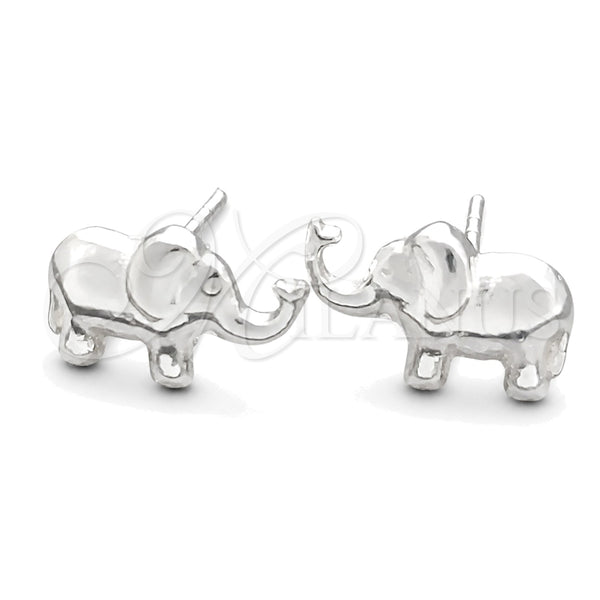 Sterling Silver Stud Earring, Elephant Design, Polished, Silver Finish, 02.399.0012