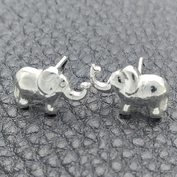 Sterling Silver Stud Earring, Elephant Design, Polished, Silver Finish, 02.399.0012