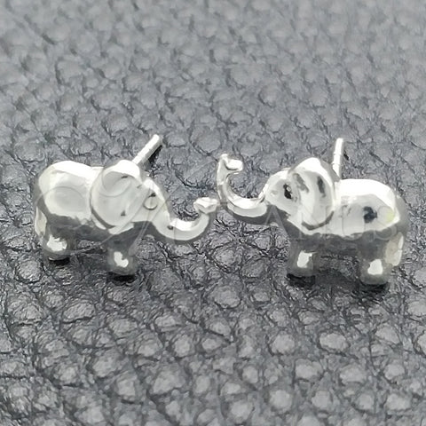 Sterling Silver Stud Earring, Elephant Design, Polished, Silver Finish, 02.399.0012
