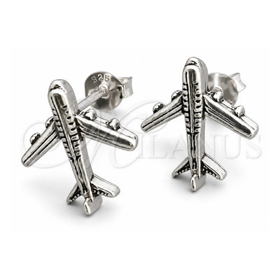 Sterling Silver Stud Earring, Airplane Design, Polished, Silver Finish, 02.399.0013