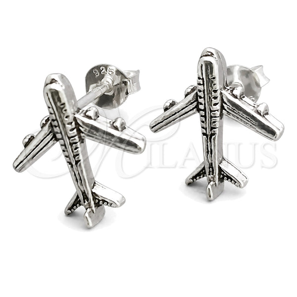Sterling Silver Stud Earring, Airplane Design, Polished, Silver Finish, 02.399.0013