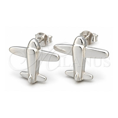 Sterling Silver Stud Earring, Airplane Design, Polished, Silver Finish, 02.399.0014
