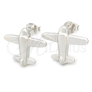 Sterling Silver Stud Earring, Airplane Design, Polished, Silver Finish, 02.399.0014