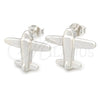 Sterling Silver Stud Earring, Airplane Design, Polished, Silver Finish, 02.399.0014