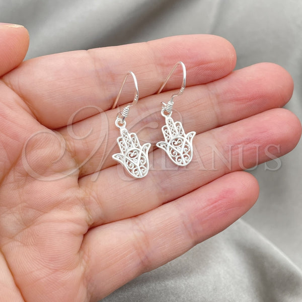 Sterling Silver Ring — Dangle Earring Hand Design Polished 02. — alternate product view — SKU 147700 | Plata 925 anillo — Dangle Earring Hand diseño pulido 02. — SKU 147700