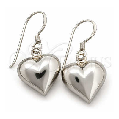 Sterling Silver Dangle Earring, Heart Design, Polished, Silver Finish, 02.399.0033