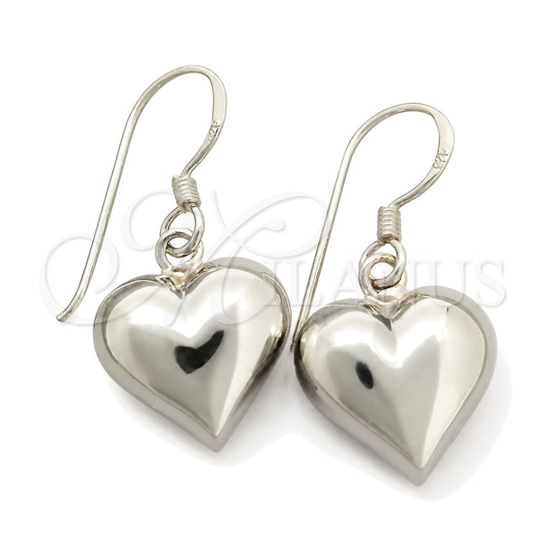 Sterling Silver Dangle Earring, Heart Design, Polished, Silver Finish, 02.399.0033