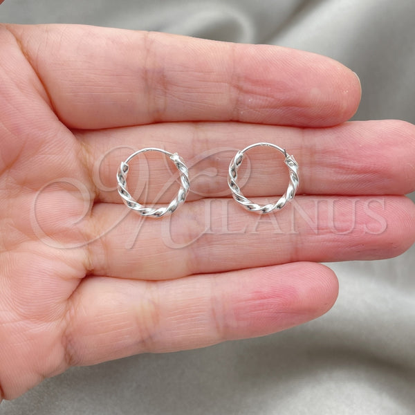 Sterling Silver Small Hoop, Twist Design, Diamond Cutting Finish, Silver Finish, 02.399.0032.15