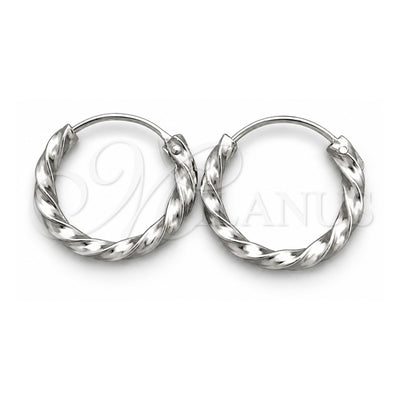 Sterling Silver Small Hoop, Twist Design, Diamond Cutting Finish, Silver Finish, 02.399.0032.15