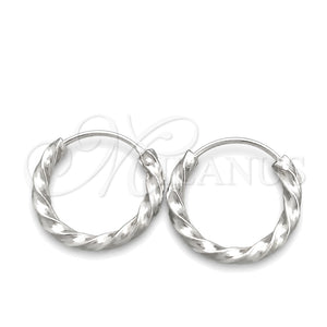 Sterling Silver Small Hoop, Twist Design, Diamond Cutting Finish, Silver Finish, 02.399.0032.15