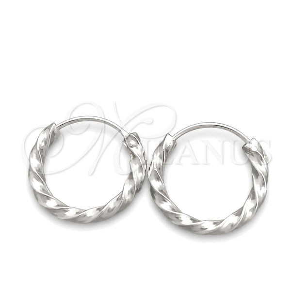 Sterling Silver Small Hoop, Twist Design, Diamond Cutting Finish, Silver Finish, 02.399.0032.15