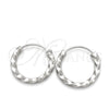 Sterling Silver Small Hoop, Twist Design, Diamond Cutting Finish, Silver Finish, 02.399.0032.15