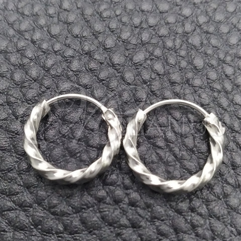 Sterling Silver Small Hoop, Twist Design, Diamond Cutting Finish, Silver Finish, 02.399.0032.15