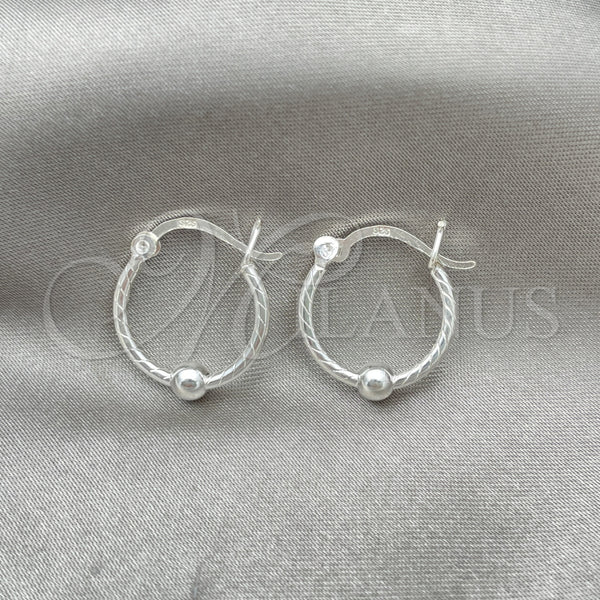 Sterling Silver Hoop Earrings — Small Hoop Twist and Ball Design Polished 02. — alternate product view — SKU 147712 | Plata 925 aretes de aro — Small Hoop Twist and Ball diseño pulido 02. — SKU 147712