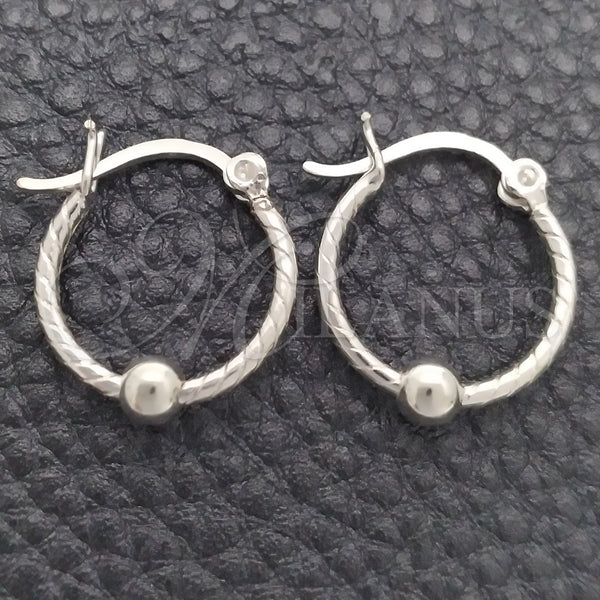 Sterling Silver Hoop Earrings — Small Hoop Twist and Ball Design Polished 02. — main product view — SKU 147712 | Plata 925 aretes de aro — Small Hoop Twist and Ball diseño pulido 02. — SKU 147712