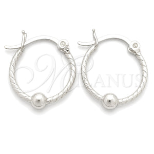 Sterling Silver Small Hoop, Twist and Ball Design, Polished, Silver Finish, 02.399.0018.15