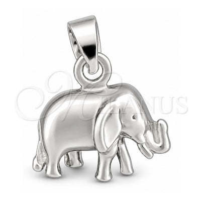Sterling Silver Fancy Pendant, Elephant Design, Polished, Silver Finish, 05.399.0004