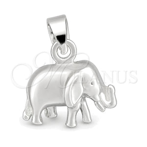 Sterling Silver Fancy Pendant, Elephant Design, Polished, Silver Finish, 05.399.0004