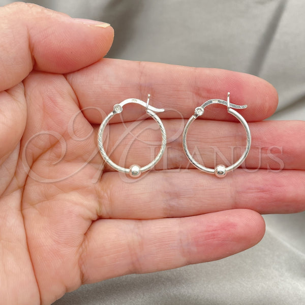 Sterling Silver Hoop Earrings — Small Hoop Twist and Ball Design Polished 02. — alternate product view — SKU 147715 | Plata 925 aretes de aro — Small Hoop Twist and Ball diseño pulido 02. — SKU 147715