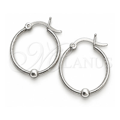 Sterling Silver Small Hoop, Twist and Ball Design, Polished, Silver Finish, 02.399.0018.20