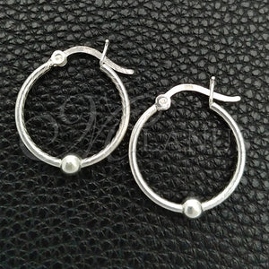 Sterling Silver Hoop Earrings — Small Hoop Twist and Ball Design Polished 02. — main product view — SKU 147715 | Plata 925 aretes de aro — Small Hoop Twist and Ball diseño pulido 02. — SKU 147715