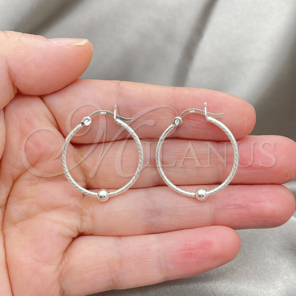 Sterling Silver Hoop Earrings — Small Hoop Twist and Ball Design Polished 02. — alternate product view — SKU 147717 | Plata 925 aretes de aro — Small Hoop Twist and Ball diseño pulido 02. — SKU 147717