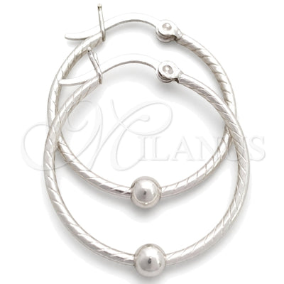 Sterling Silver Small Hoop, Twist and Ball Design, Polished, Silver Finish, 02.399.0018.25 for wholesale, main product view