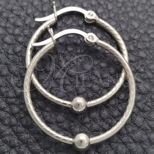 Sterling Silver Hoop Earrings — Small Hoop Twist and Ball Design Polished 02. — main product view — SKU 147717 | Plata 925 aretes de aro — Small Hoop Twist and Ball diseño pulido 02. — SKU 147717
