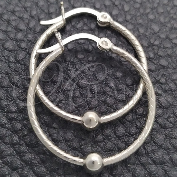 Sterling Silver Hoop Earrings — Small Hoop Twist and Ball Design Polished 02. — main product view — SKU 147717 | Plata 925 aretes de aro — Small Hoop Twist and Ball diseño pulido 02. — SKU 147717