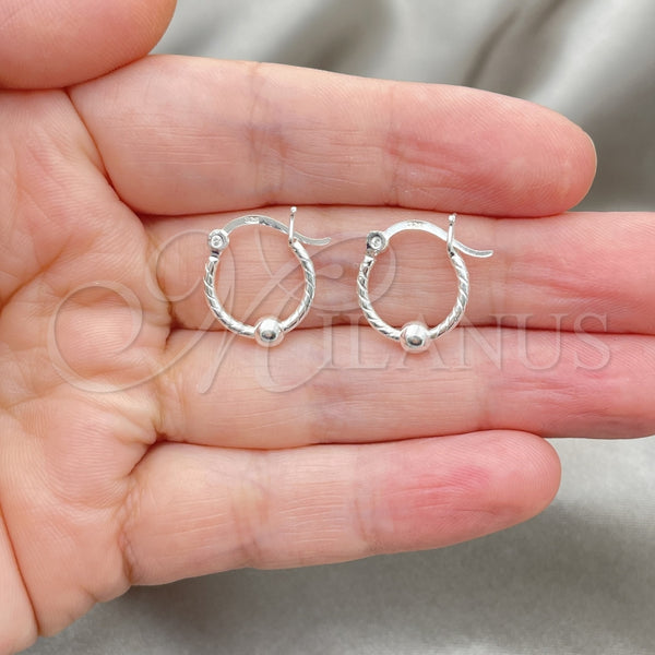 Sterling Silver Hoop Earrings — Small Hoop Twist and Ball Design Polished 02. — alternate product view — SKU 147719 | Plata 925 aretes de aro — Small Hoop Twist and Ball diseño pulido 02. — SKU 147719