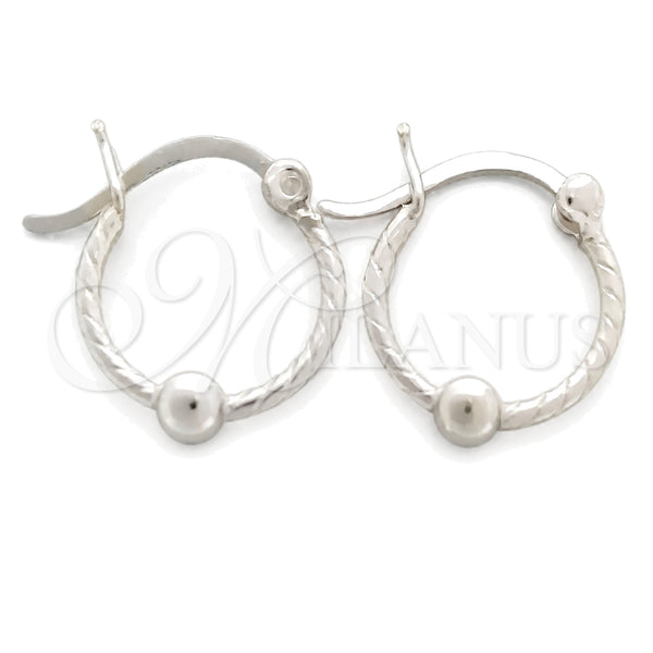 Sterling Silver Small Hoop, Twist and Ball Design, Polished, Silver Finish, 02.399.0018.10