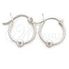 Sterling Silver Small Hoop, Twist and Ball Design, Polished, Silver Finish, 02.399.0018.10