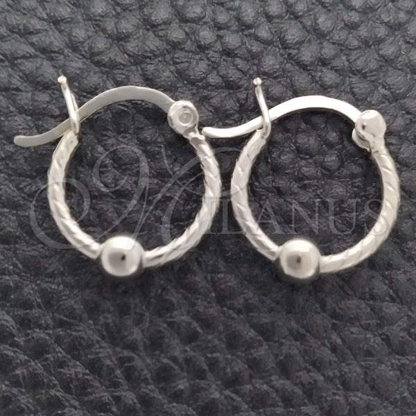 Sterling Silver Hoop Earrings — Small Hoop Twist and Ball Design Polished 02. — main product view — SKU 147719 | Plata 925 aretes de aro — Small Hoop Twist and Ball diseño pulido 02. — SKU 147719